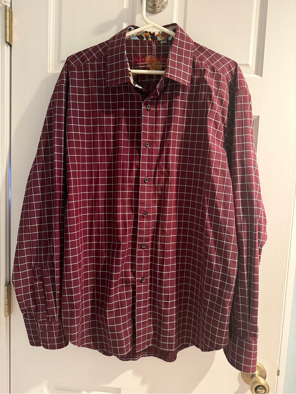 Robert Graham Maroon Plaid Button Down Size 2XL